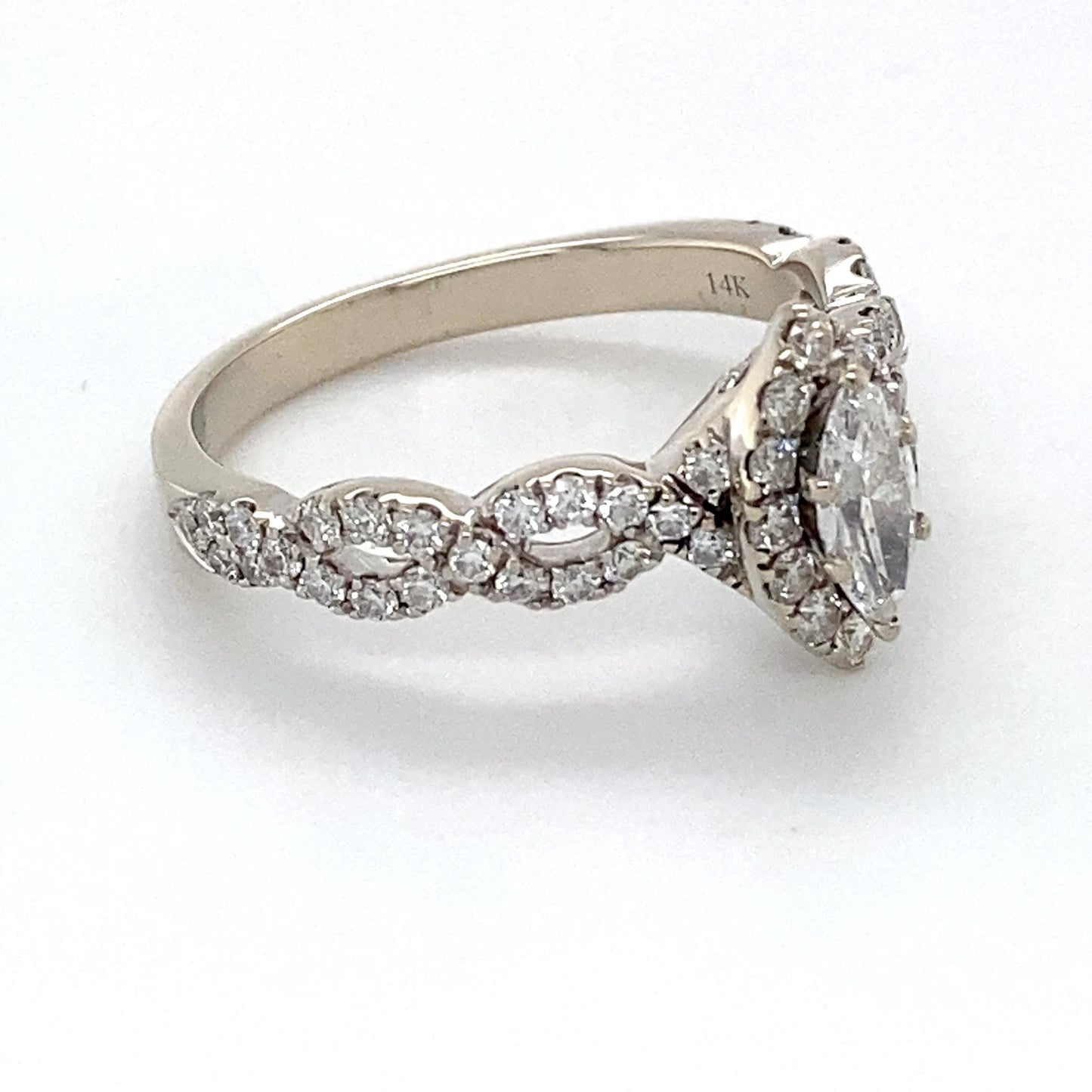 14K White Gold Diamond Ring; 0.56CTW; Size: 8; 2.5DWT