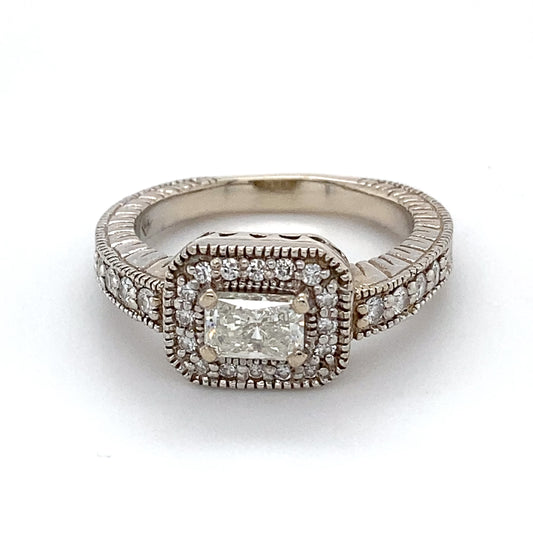 14K White Gold Diamond Ring; 1.01CTW; Size 8; 6.2g