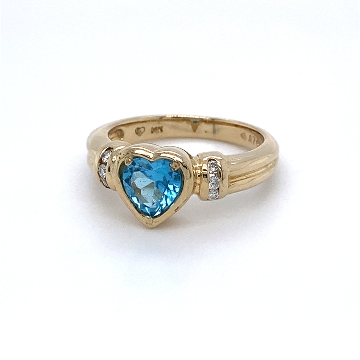 14K Yellow Gold Ring w/ Topaz + Diamonds 0.05CTW; Size 6.5; 5.5g
