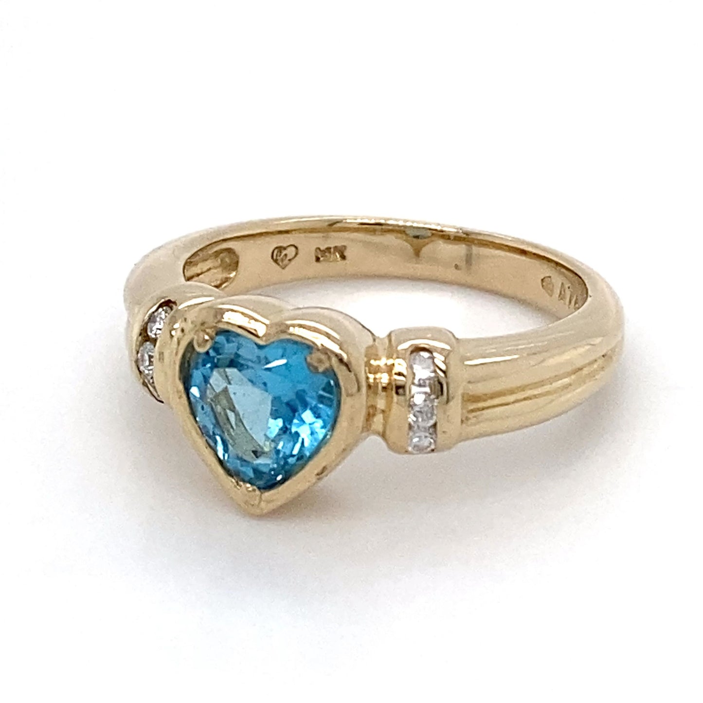 14K Yellow Gold Ring w/ Topaz + Diamonds 0.05CTW; Size 6.5; 5.5g