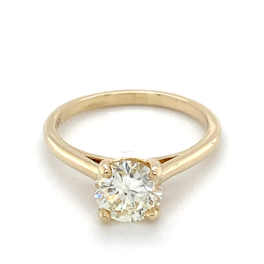14K Yellow Gold Diamond Solitaire Ring; 1.14CTW; 1.8DWT; 2.8g; Size:7