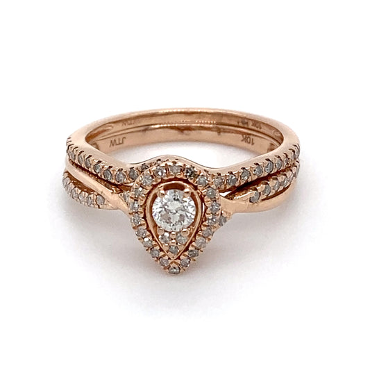 10K Rose Gold Diamond Multi-Band Ring Set; 0.29CTW; 2.1DWT; 3.3g; Size 7