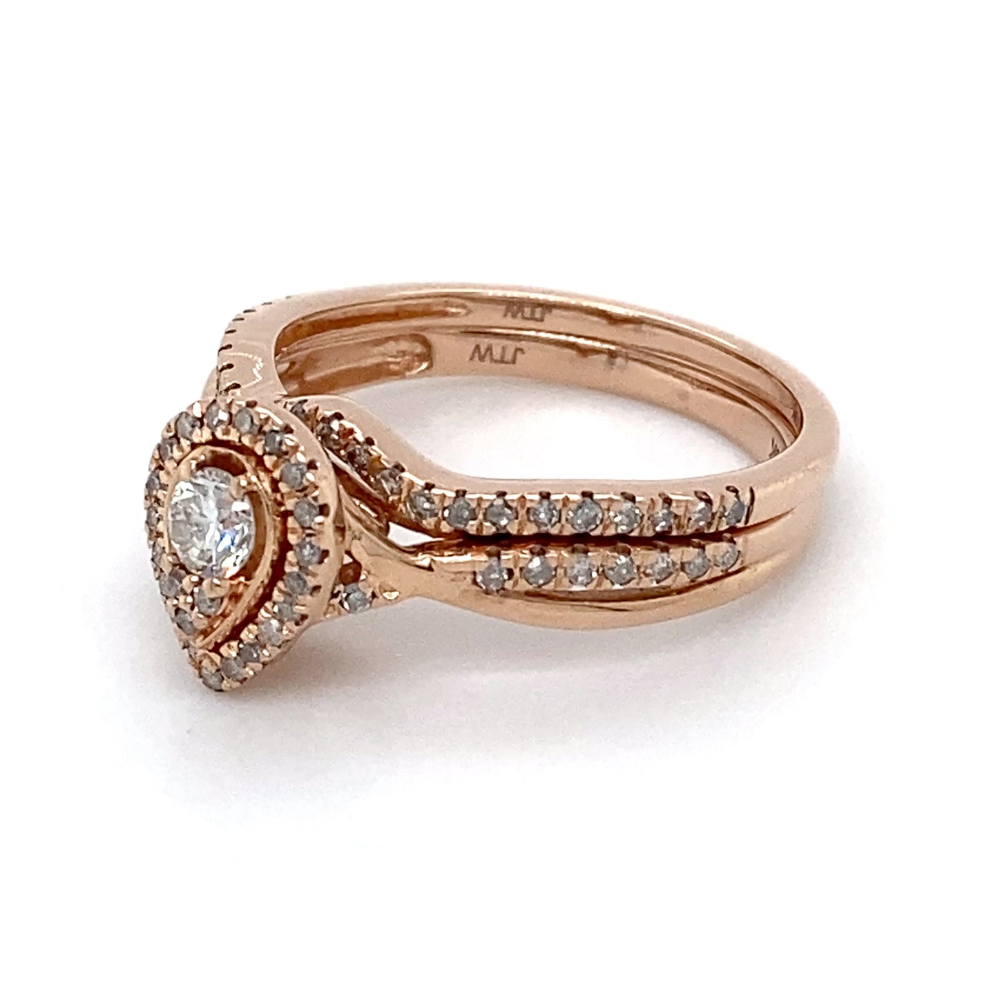 10K Rose Gold Diamond Multi-Band Ring Set; 0.29CTW; 2.1DWT; 3.3g; Size 7