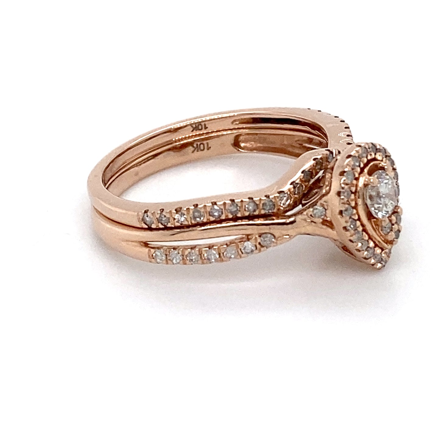 10K Rose Gold Diamond Multi-Band Ring Set; 0.29CTW; 2.1DWT; 3.3g; Size 7