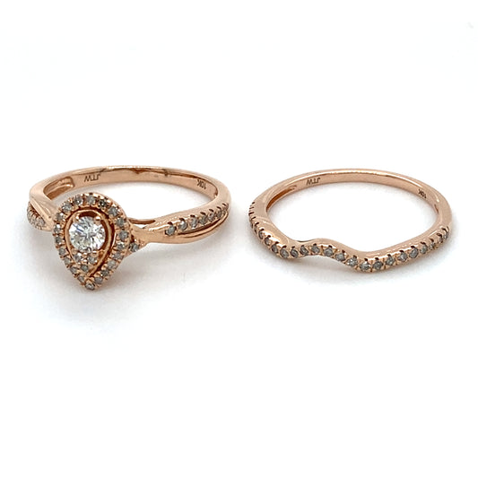10K Rose Gold Diamond Multi-Band Ring Set; 0.29CTW; 2.1DWT; 3.3g; Size 7