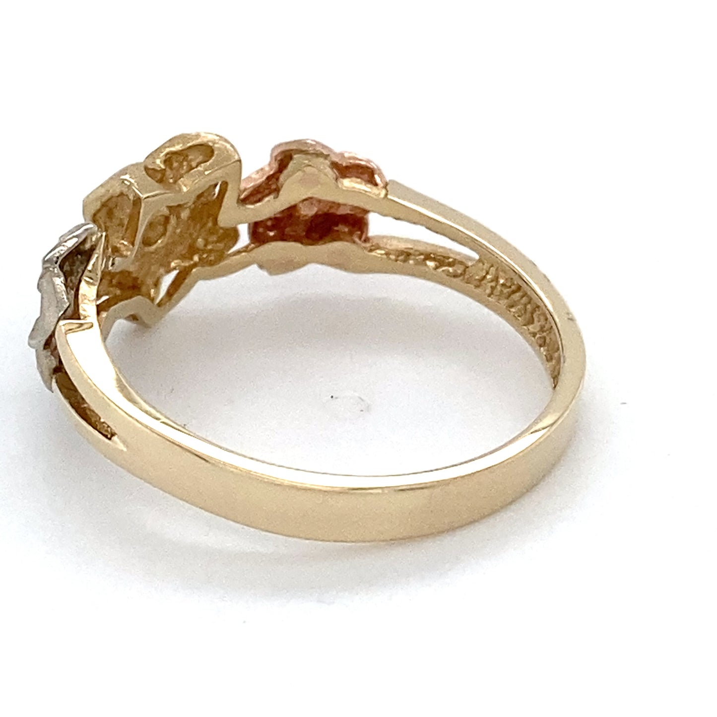 14K 3-Tone Gold Diamond Ring; White/Yellow/Rose; Size 9; 3.1g