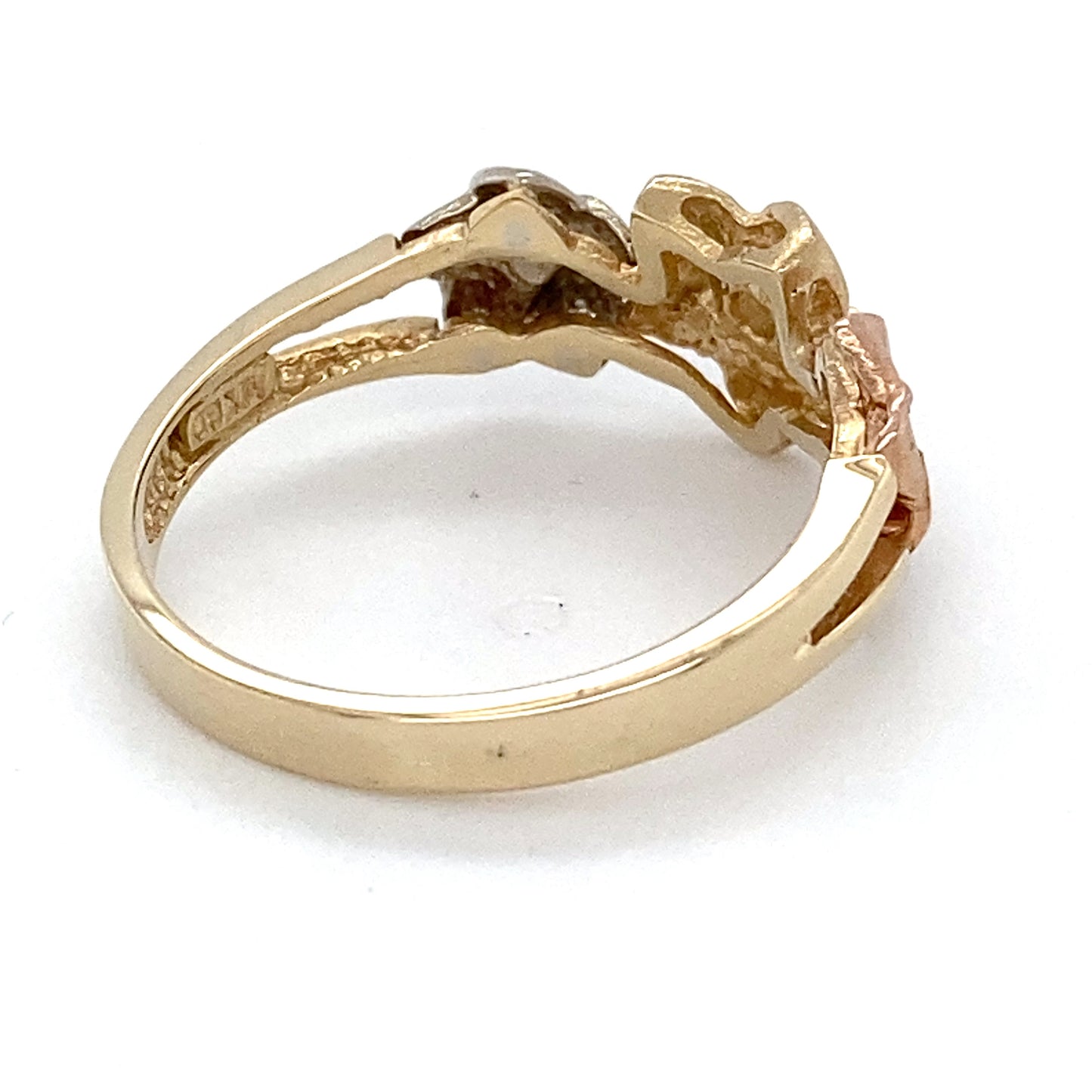14K 3-Tone Gold Diamond Ring; White/Yellow/Rose; Size 9; 3.1g