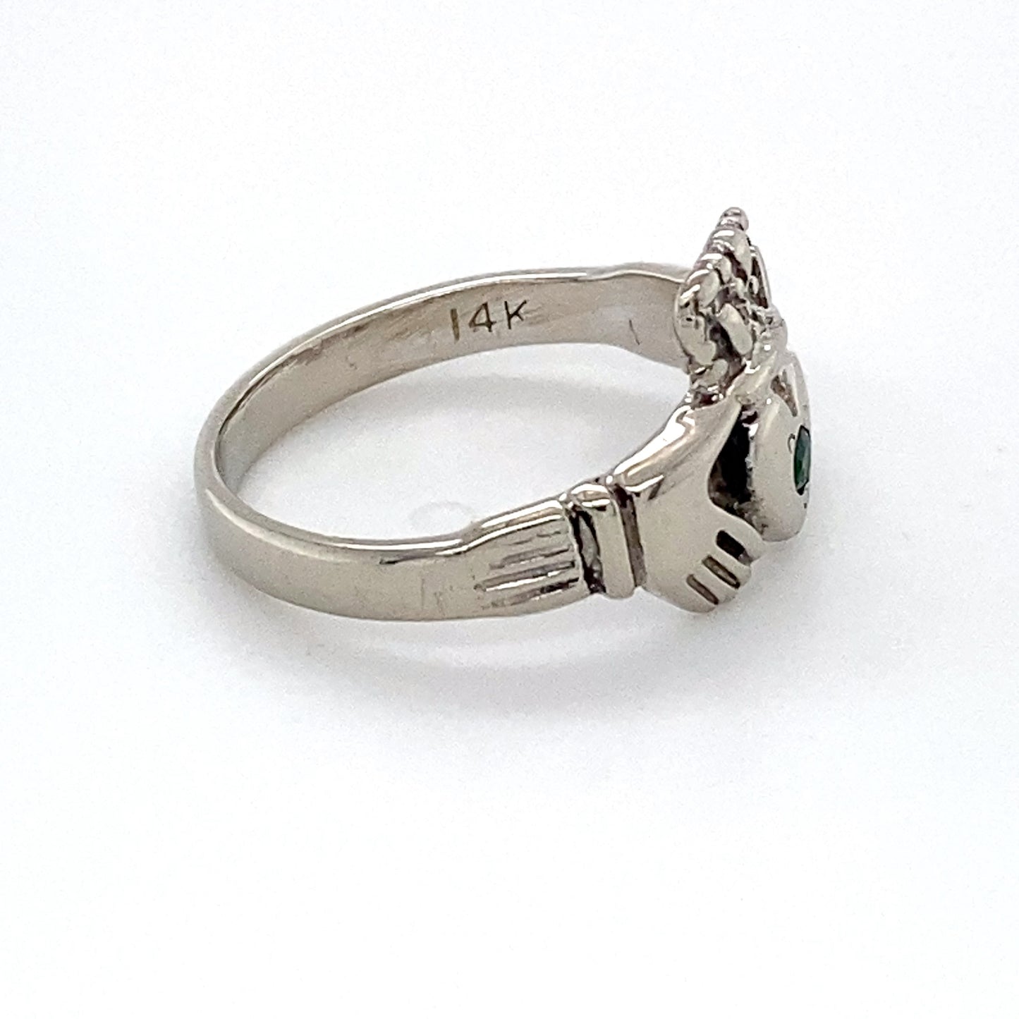 14K White Gold Emerald Ring; 1.8DWT; Size 5; 2.8g