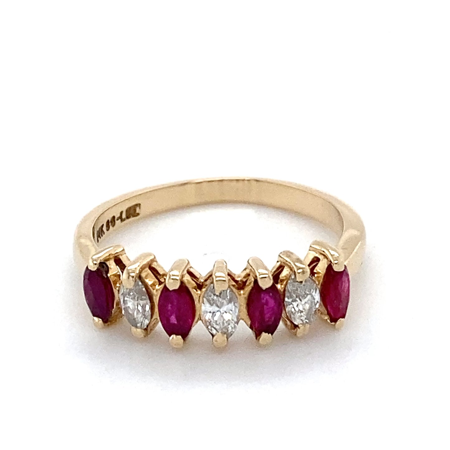 14K Yellow Gold Ruby & Diamond Ring; 0.25CTW; Size 5.5
