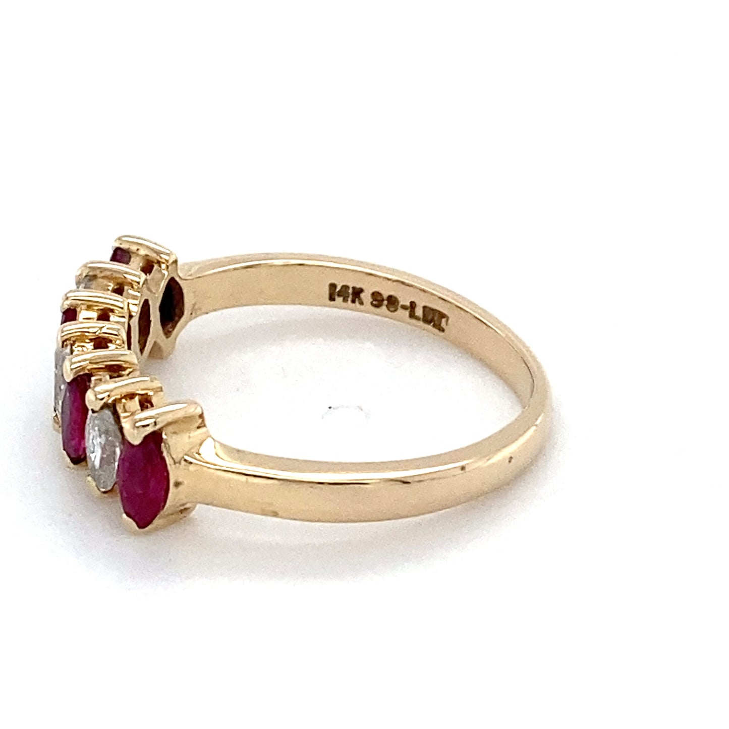 14K Yellow Gold Ruby & Diamond Ring; 0.25CTW; Size 5.5