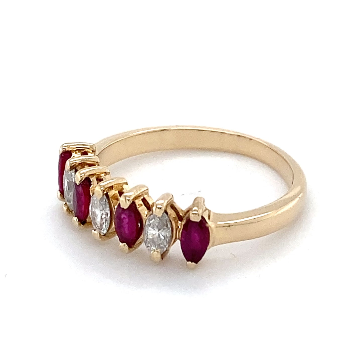 14K Yellow Gold Ruby & Diamond Ring; 0.25CTW; Size 5.5