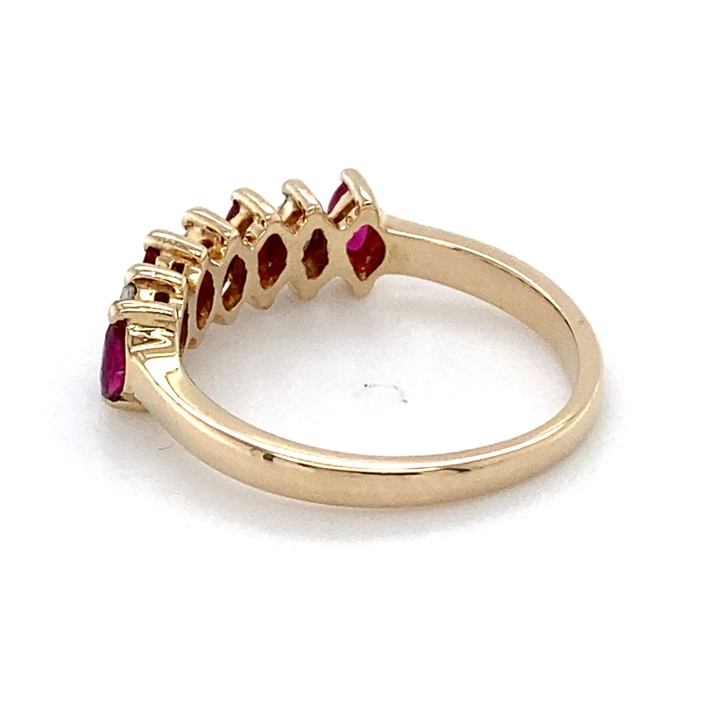 14K Yellow Gold Ruby & Diamond Ring; 0.25CTW; Size 5.5