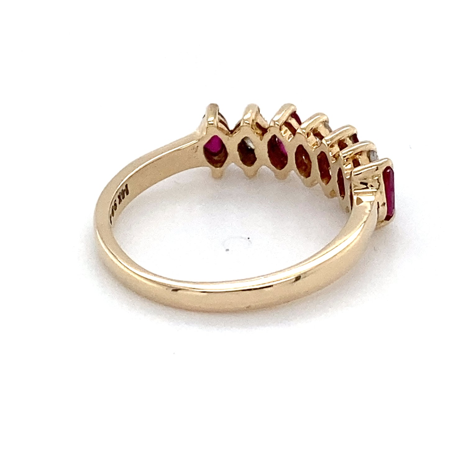 14K Yellow Gold Ruby & Diamond Ring; 0.25CTW; Size 5.5
