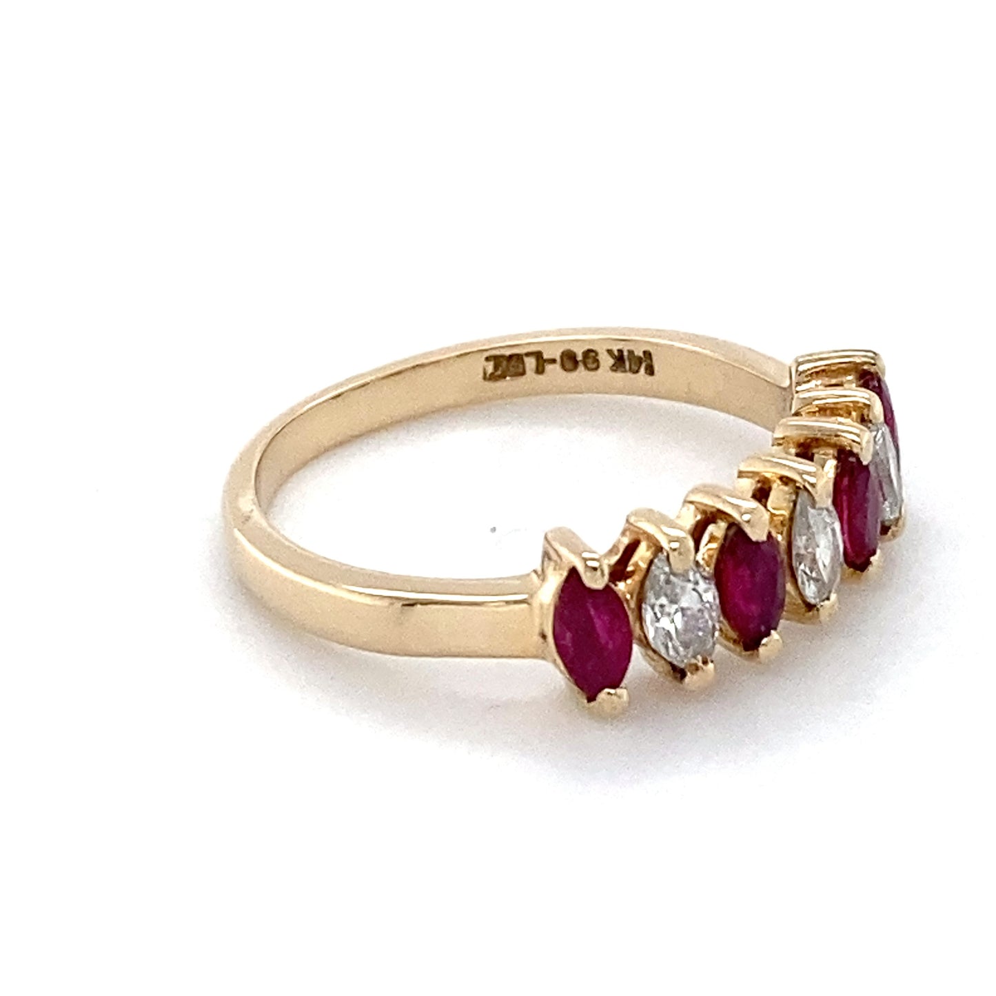 14K Yellow Gold Ruby & Diamond Ring; 0.25CTW; Size 5.5