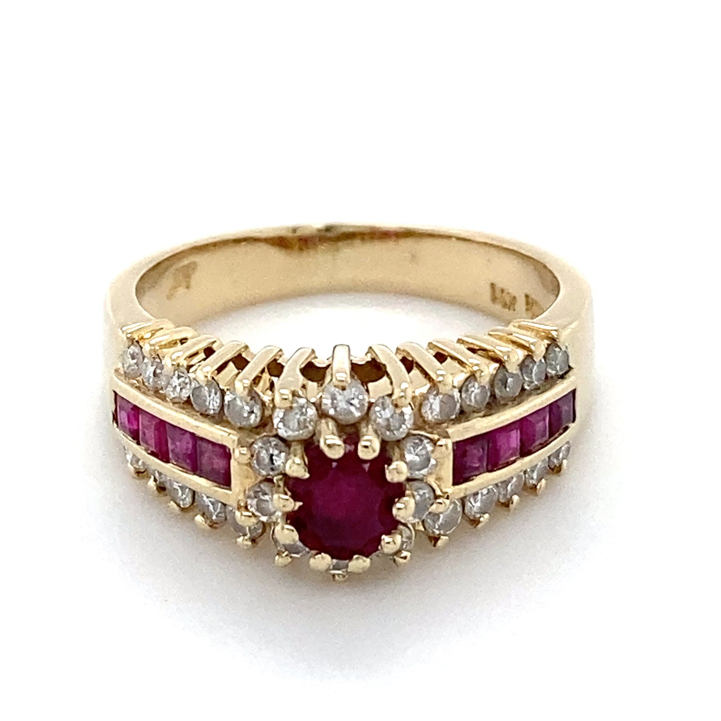 14K Yellow Gold Ruby & Diamond Ring; 0.33CTW; Size 7