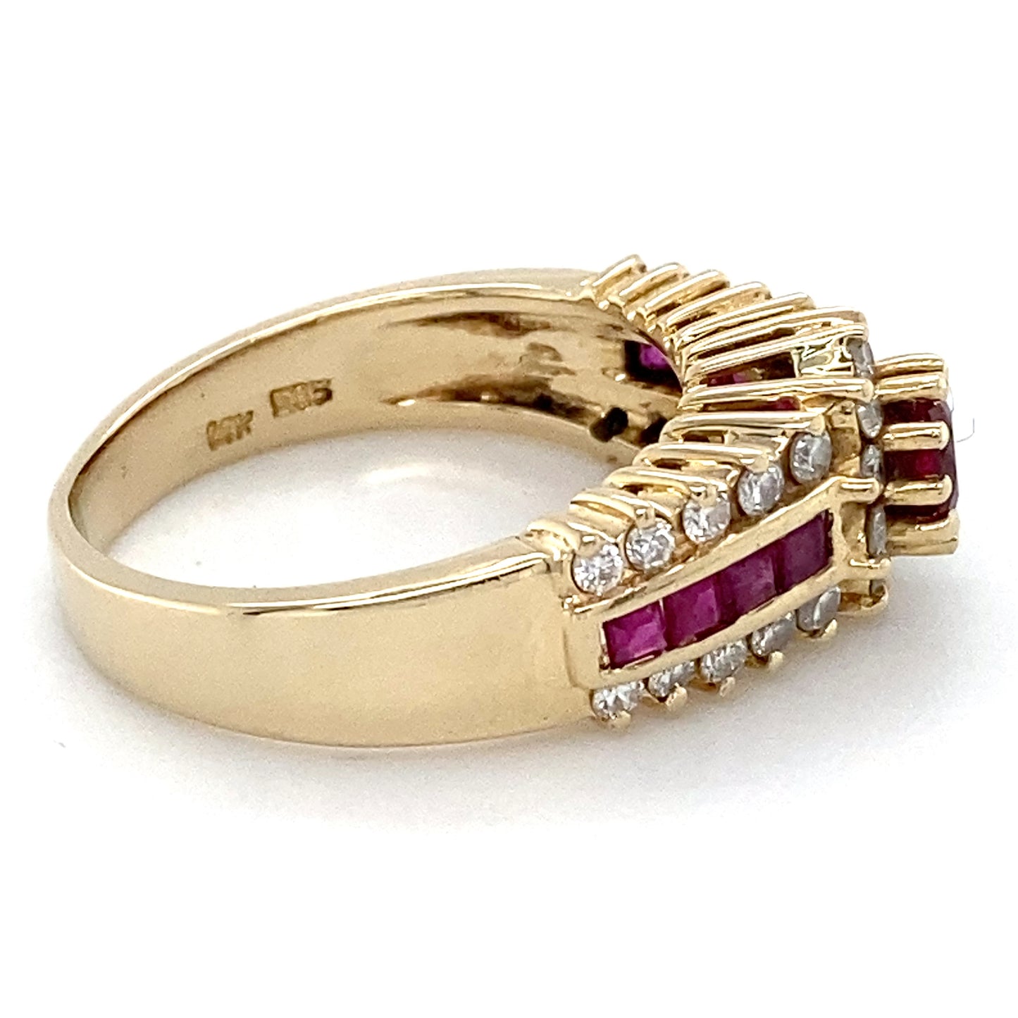 14K Yellow Gold Ruby & Diamond Ring; 0.33CTW; Size 7
