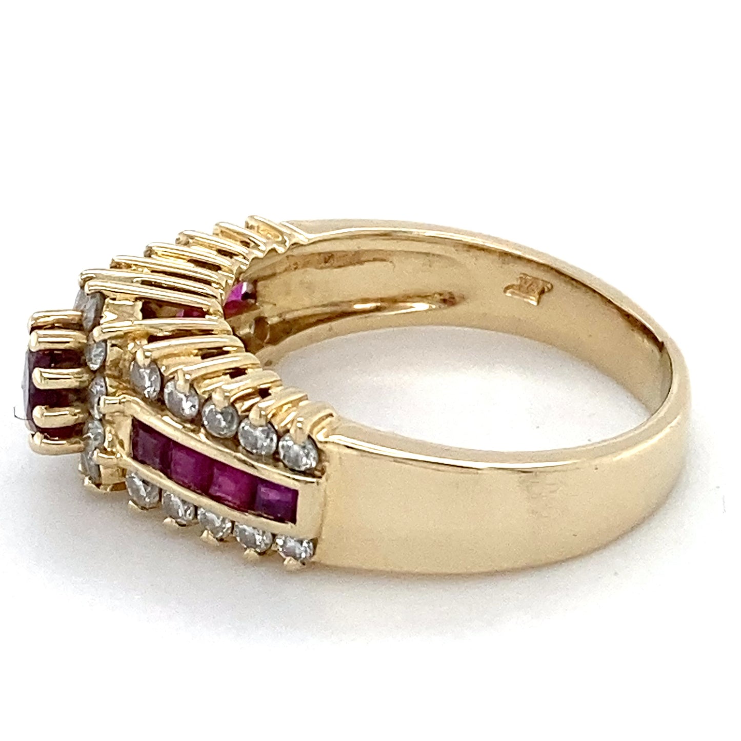 14K Yellow Gold Ruby & Diamond Ring; 0.33CTW; Size 7