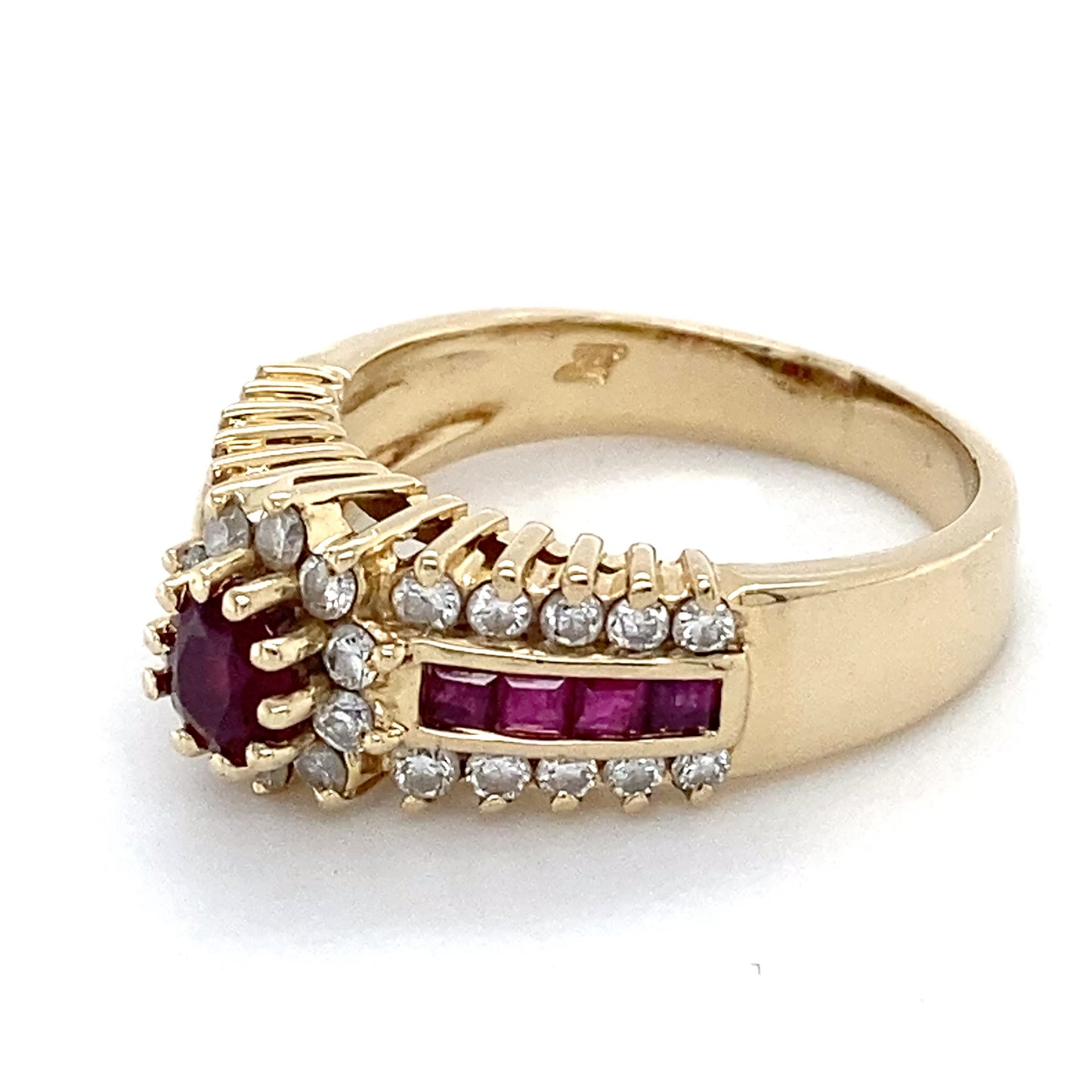 14K Yellow Gold Ruby & Diamond Ring; 0.33CTW; Size 7