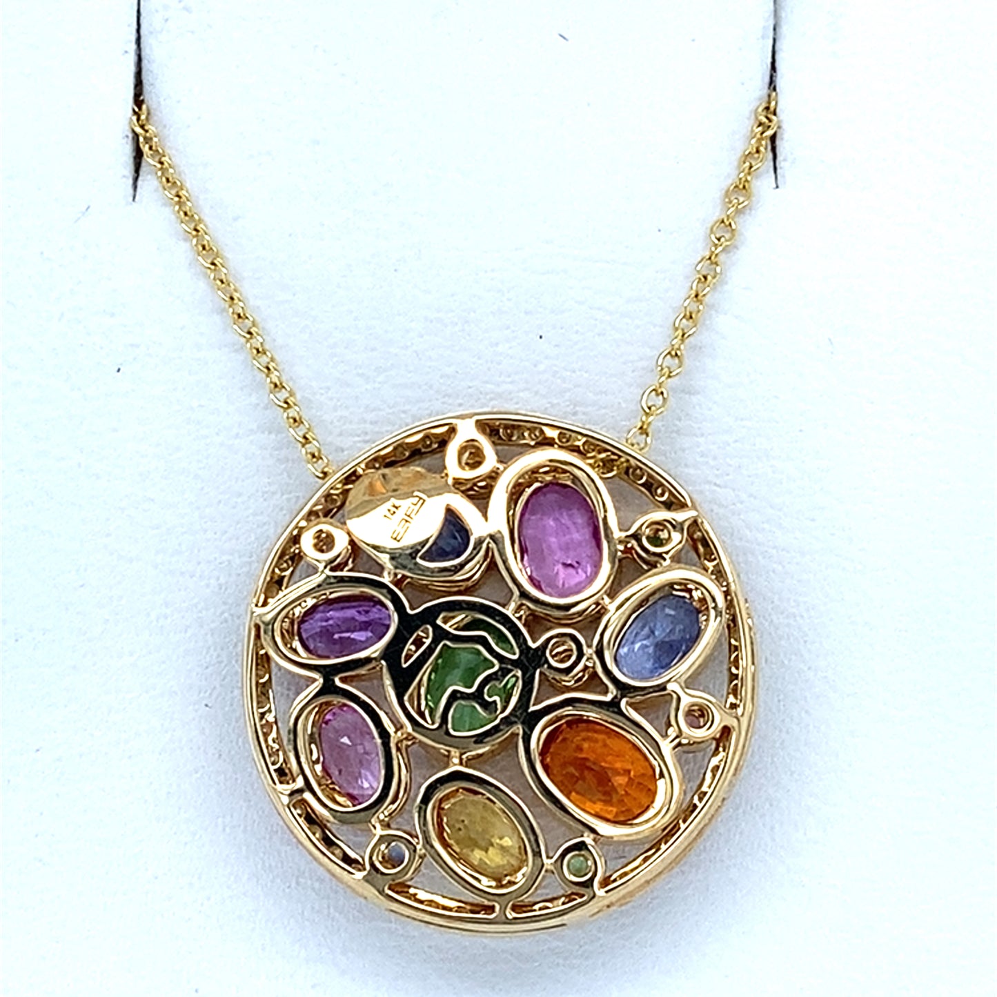 14K Yellow Gold Mosaic Diamond Effy Pendant on 18" Chain Necklace