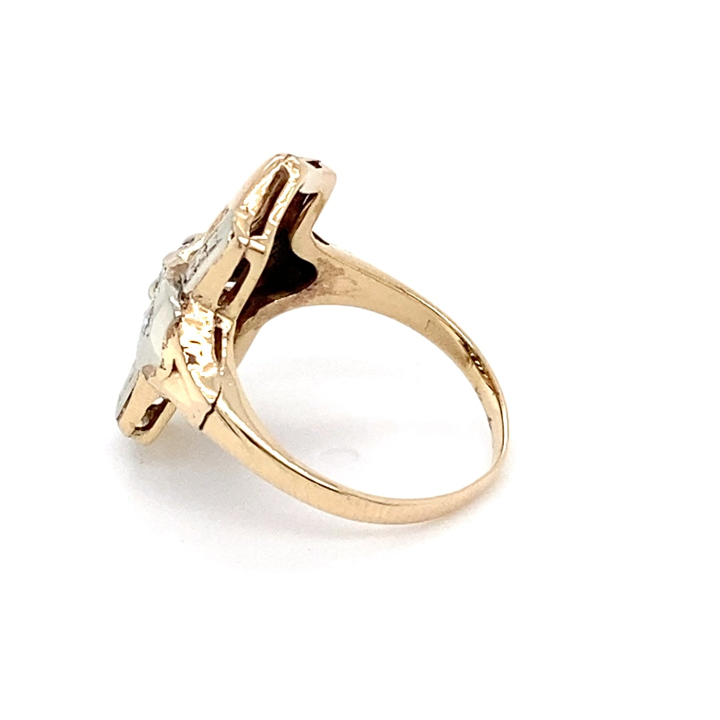 14K Two-Tone Gold Diamond Ring; 0.12CTW; Size 3.5; 2.2g