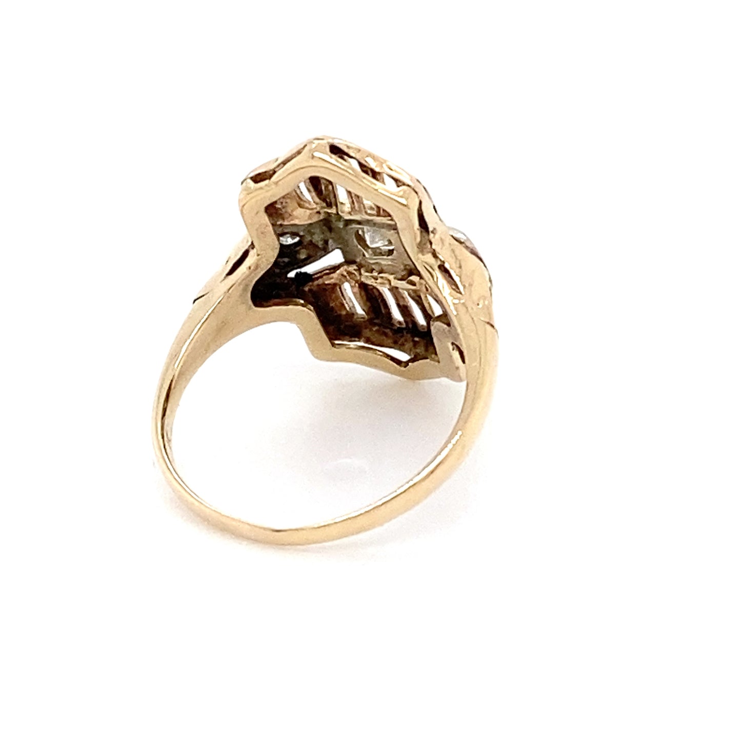 14K Two-Tone Gold Diamond Ring; 0.12CTW; Size 3.5; 2.2g