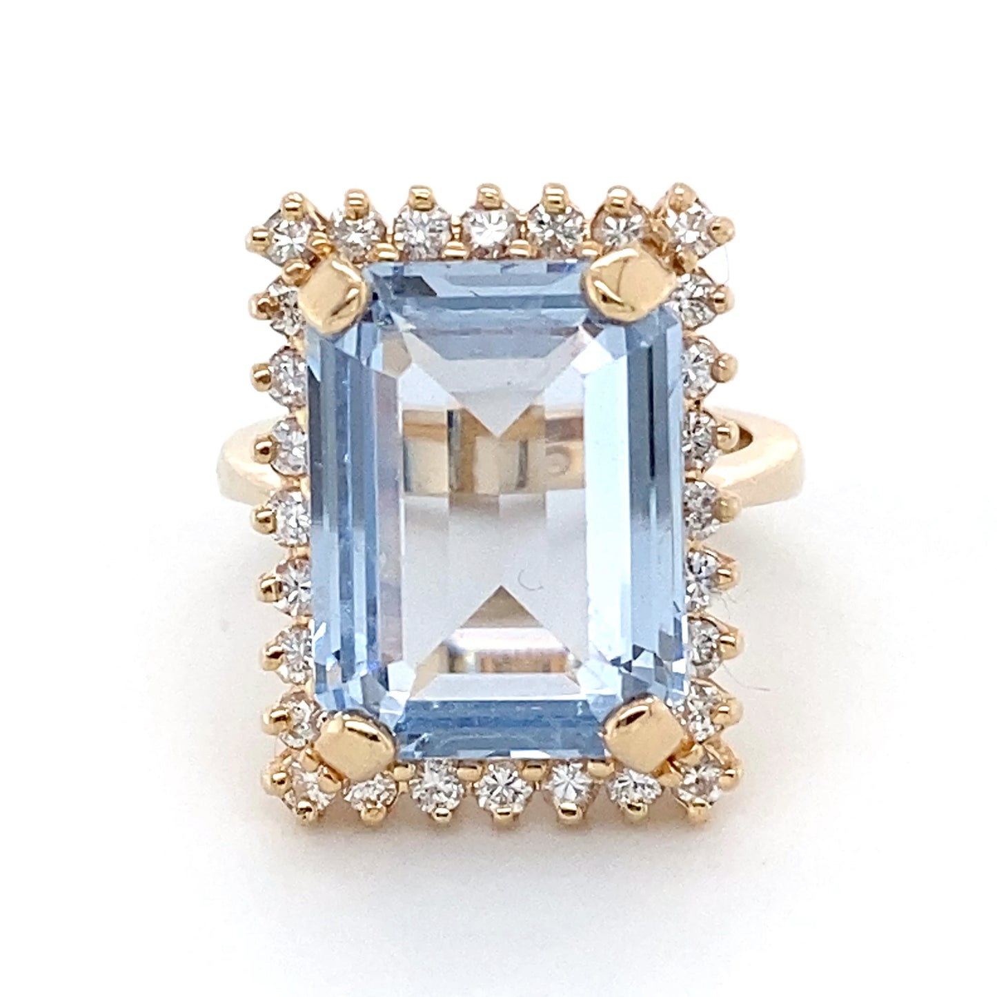 14K Yellow Gold, Blue Topaz & Diamond Ring; 0.28CTW; Size: 6.5; 9.7g