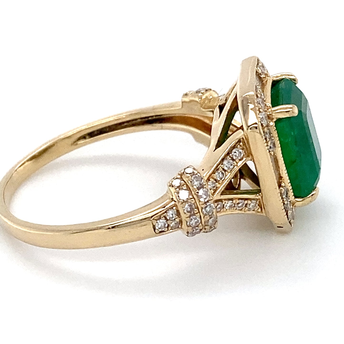 14K Yellow Gold Emerald & Diamond Ring; 0.34CTW; Size: 8