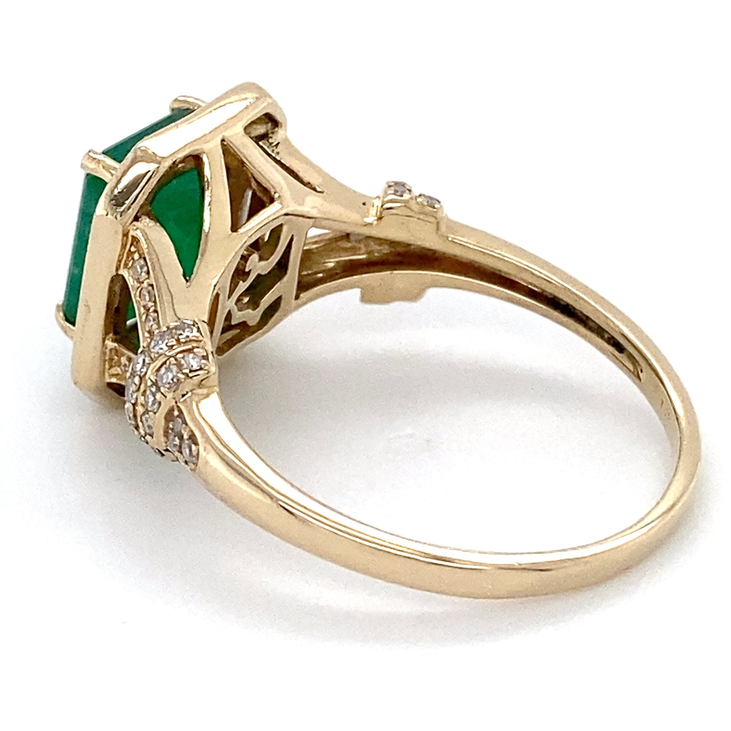 14K Yellow Gold Emerald & Diamond Ring; 0.34CTW; Size: 8