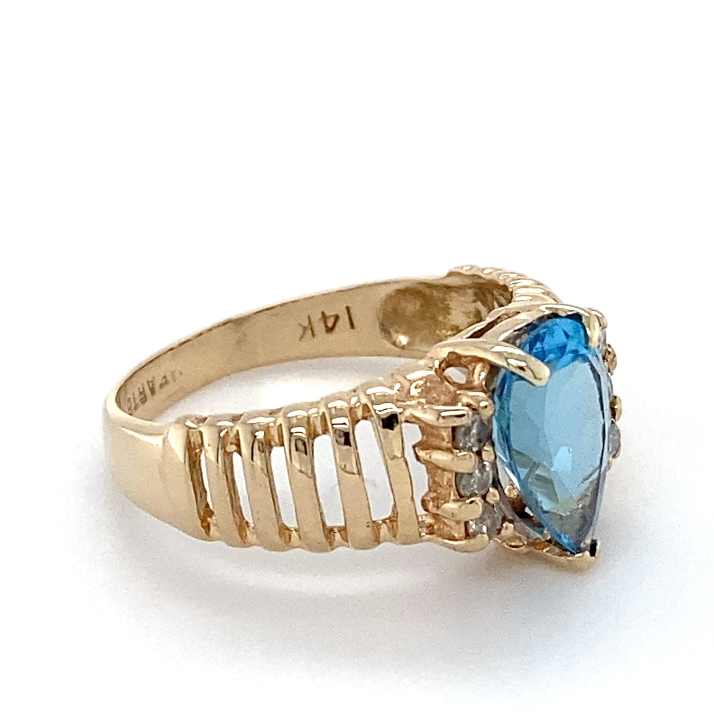 14K Yellow Gold Topaz & Diamond Ring; 0.05CTW; Size 6.5