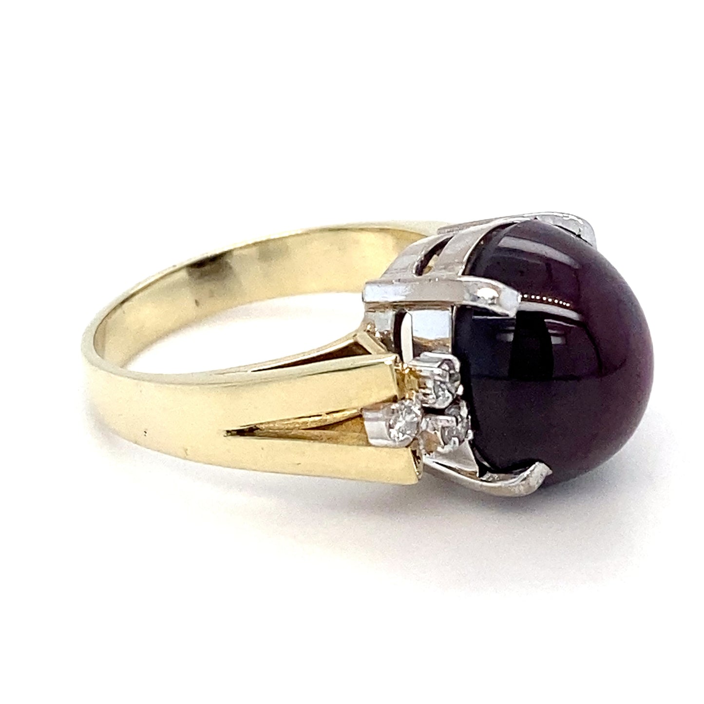 14K Yellow Gold Star Ruby & Diamond Ring; 4.3DWT; Size 6