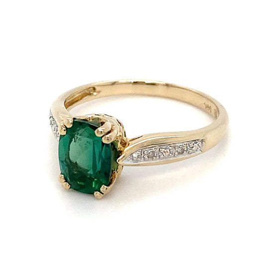 14K Yellow Gold Emerald Ring; 1.7DWT; 2.6g; Size 7