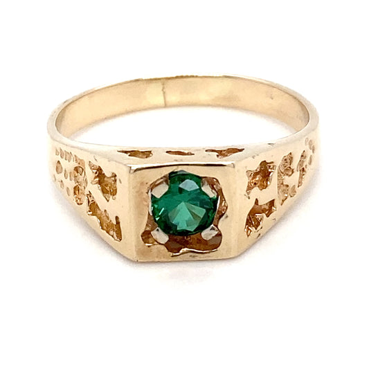 14K Yellow Gold Emerald Men's Ring; 0.82CTW; 6.2g; Size 11.5