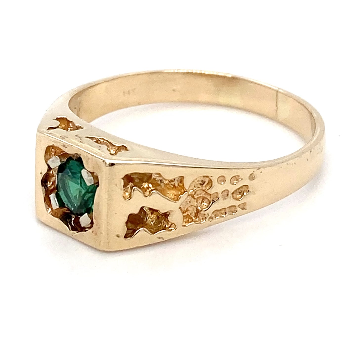 14K Yellow Gold Emerald Men's Ring; 0.82CTW; 6.2g; Size 11.5