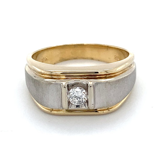 14K Yellow & White Gold Diamond Gentleman's Ring; 6.3DWT; Size 10.5