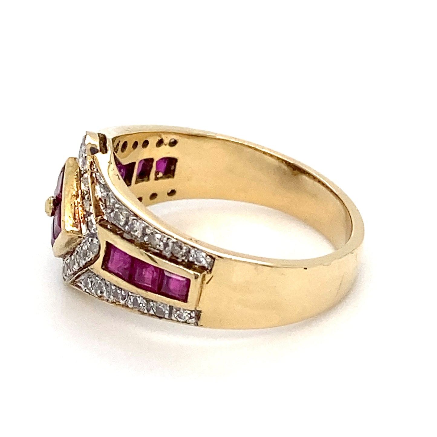 14K Yellow Gold Ruby & Diamond Ring; 3.0DWT; Size 6