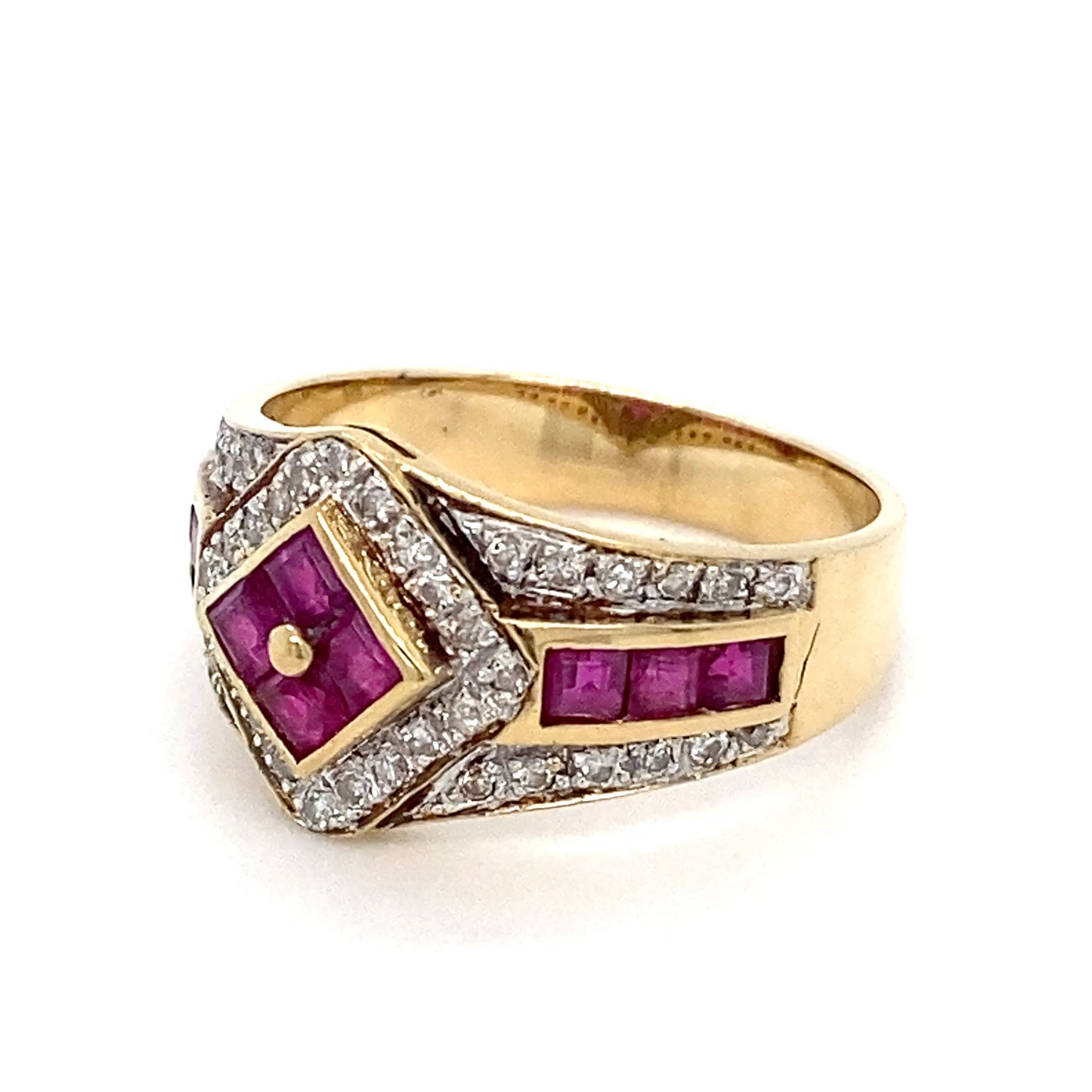 14K Yellow Gold Ruby & Diamond Ring; 3.0DWT; Size 6