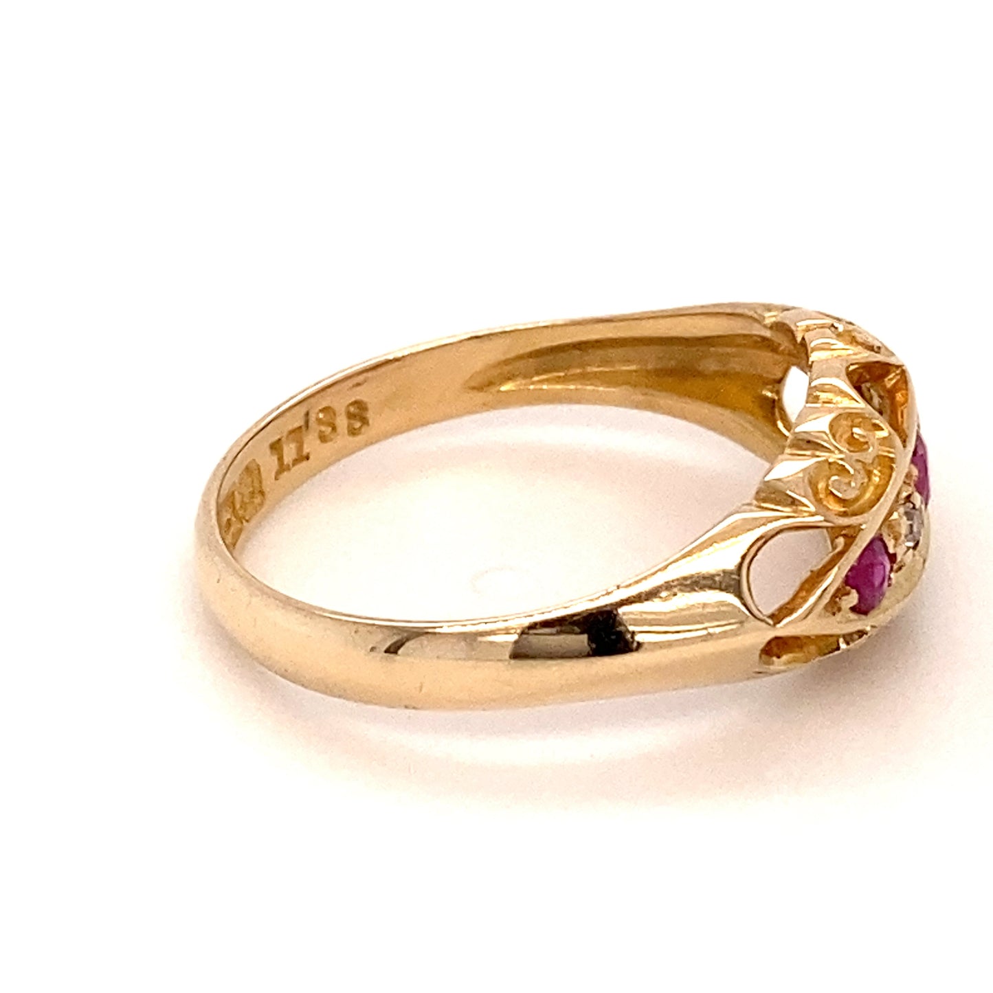 18K Yellow Gold Ruby & Diamond Lady's Ring; 1.8DWT; Size 7