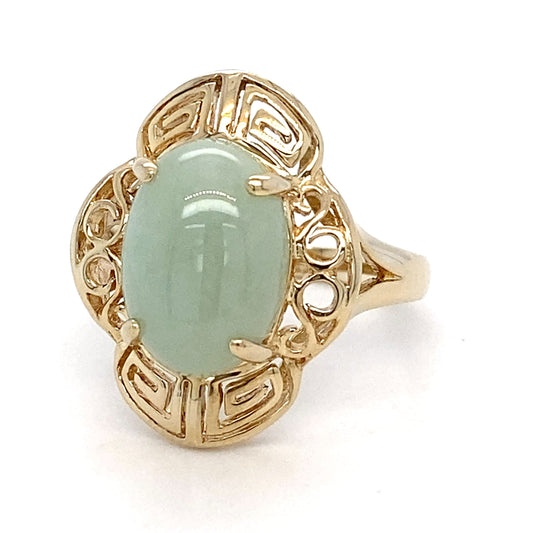 14K Yellow Gold Nephrite Jade Ring; 4.0DWT; 2.85CTW; Size 9
