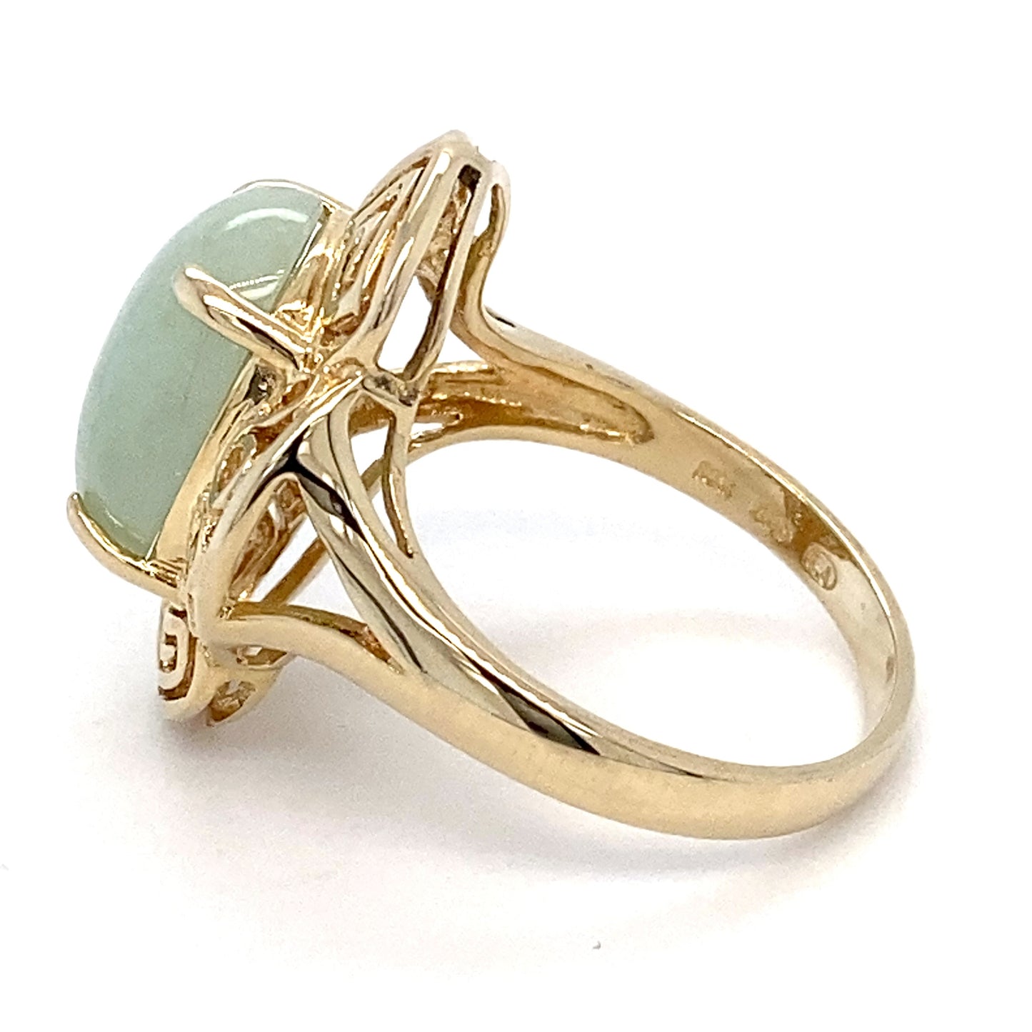 14K Yellow Gold Nephrite Jade Ring; 4.0DWT; 2.85CTW; Size 9
