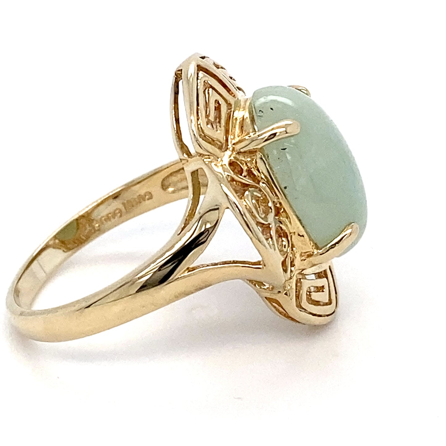 14K Yellow Gold Nephrite Jade Ring; 4.0DWT; 2.85CTW; Size 9