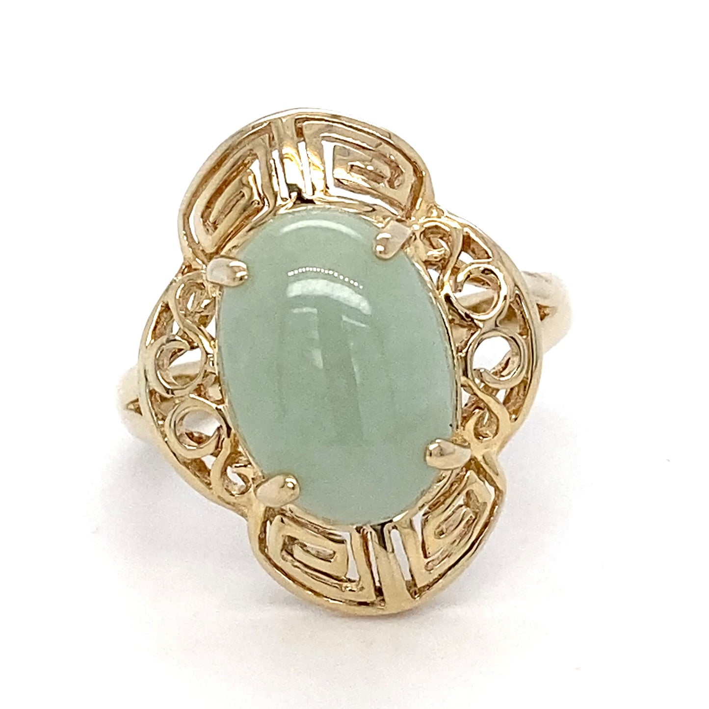 14K Yellow Gold Nephrite Jade Ring; 4.0DWT; 2.85CTW; Size 9