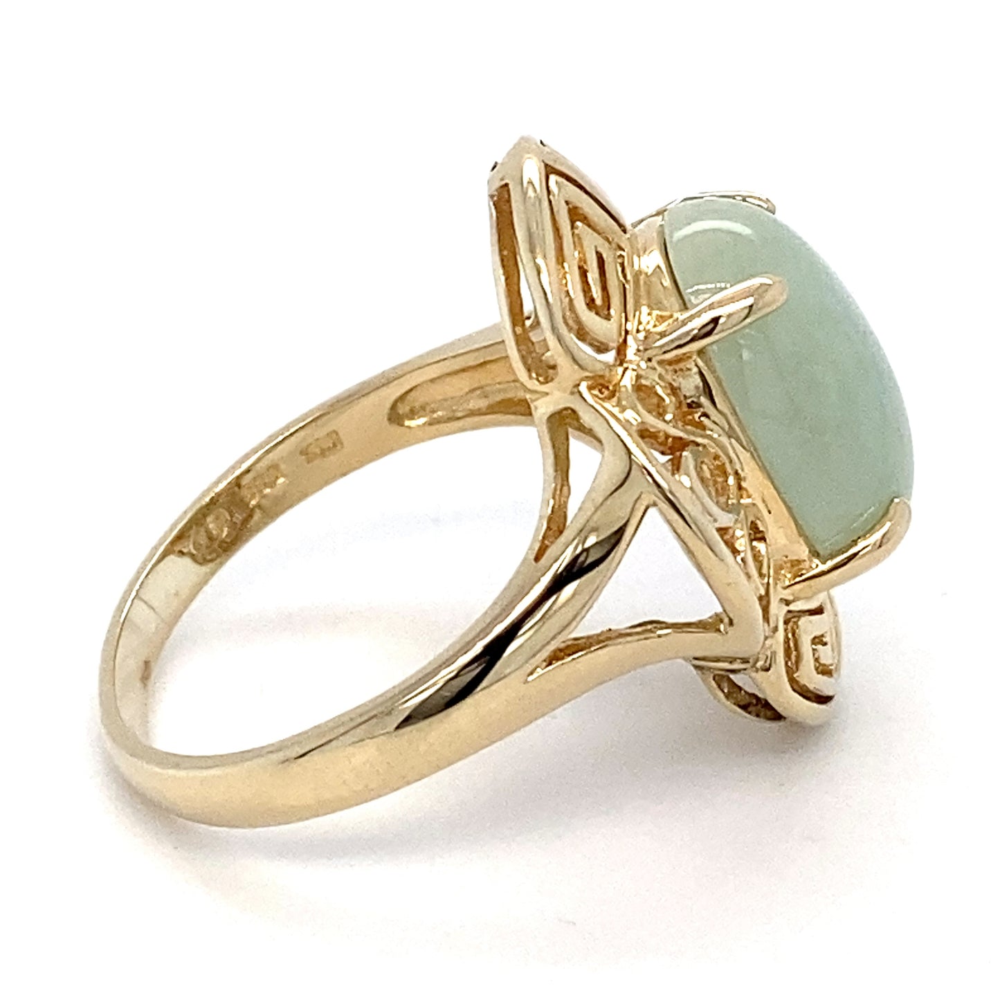 14K Yellow Gold Nephrite Jade Ring; 4.0DWT; 2.85CTW; Size 9