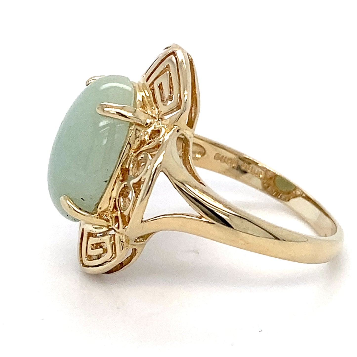 14K Yellow Gold Nephrite Jade Ring; 4.0DWT; 2.85CTW; Size 9