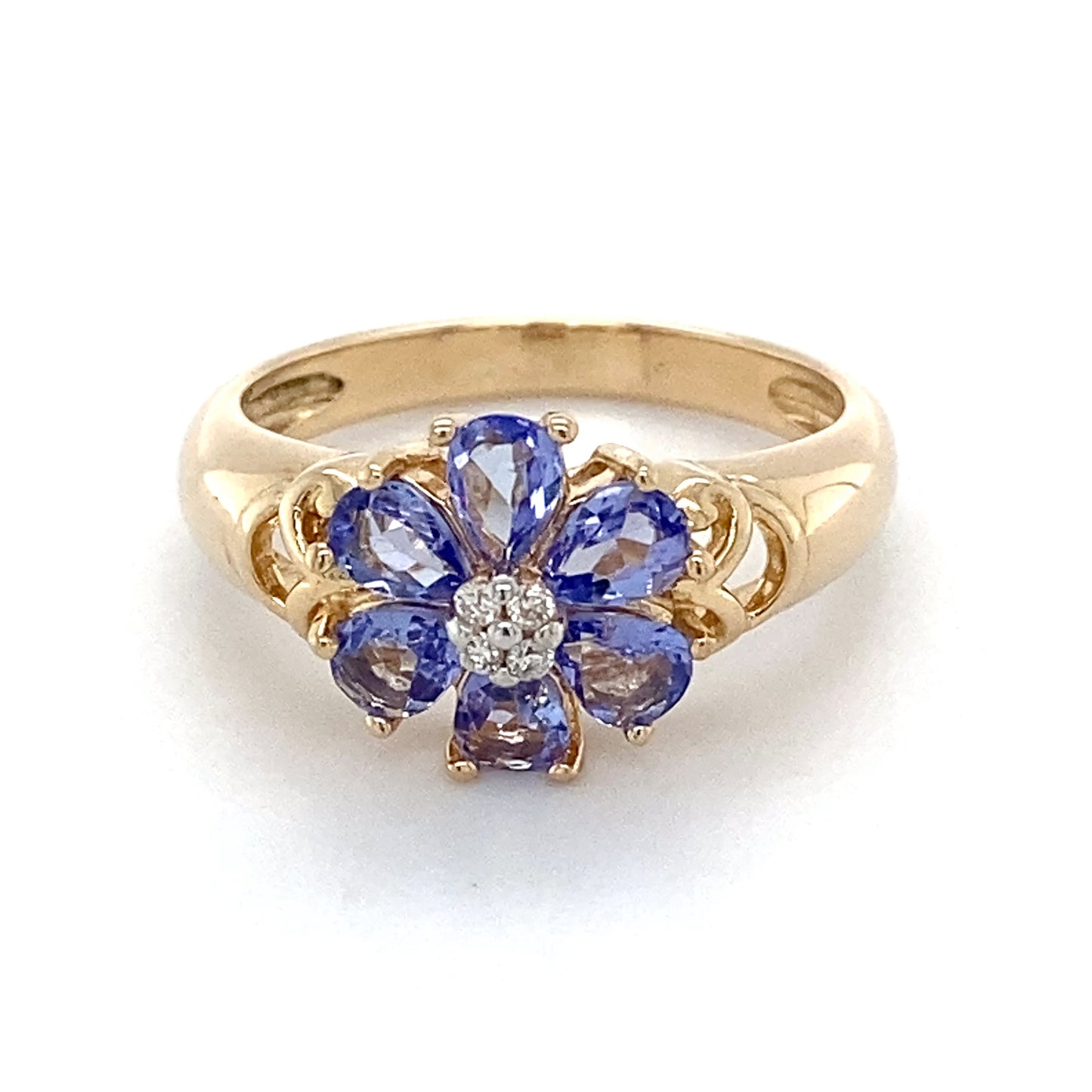 14K Yellow Gold Amethyst & Diamond Ring; 2.1DWT; Size 6