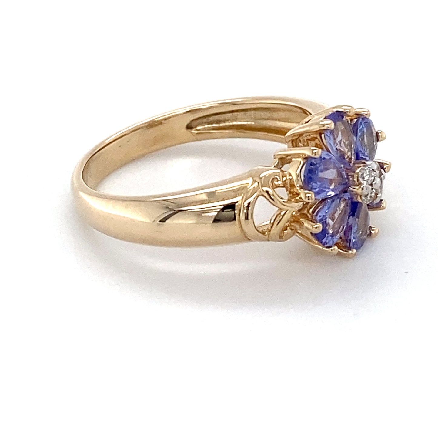 14K Yellow Gold Amethyst & Diamond Ring; 2.1DWT; Size 6