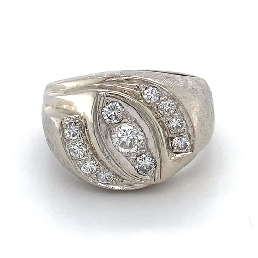 14K White Gold Diamond Unisex Fashion Ring; 7.8DWT; Size 8