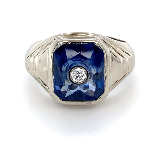 14K White Gold Diamond Unisex Ring; 6.1DWT; Size 10