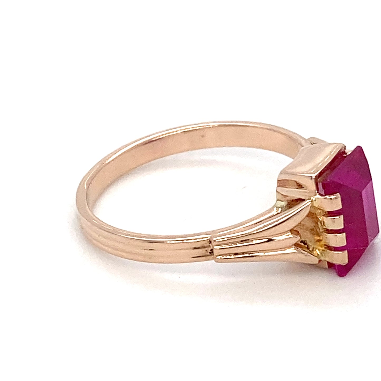 14K Rose Gold Synthetic Ruby Ring; 1.80DWT; 2.8g; Size 7