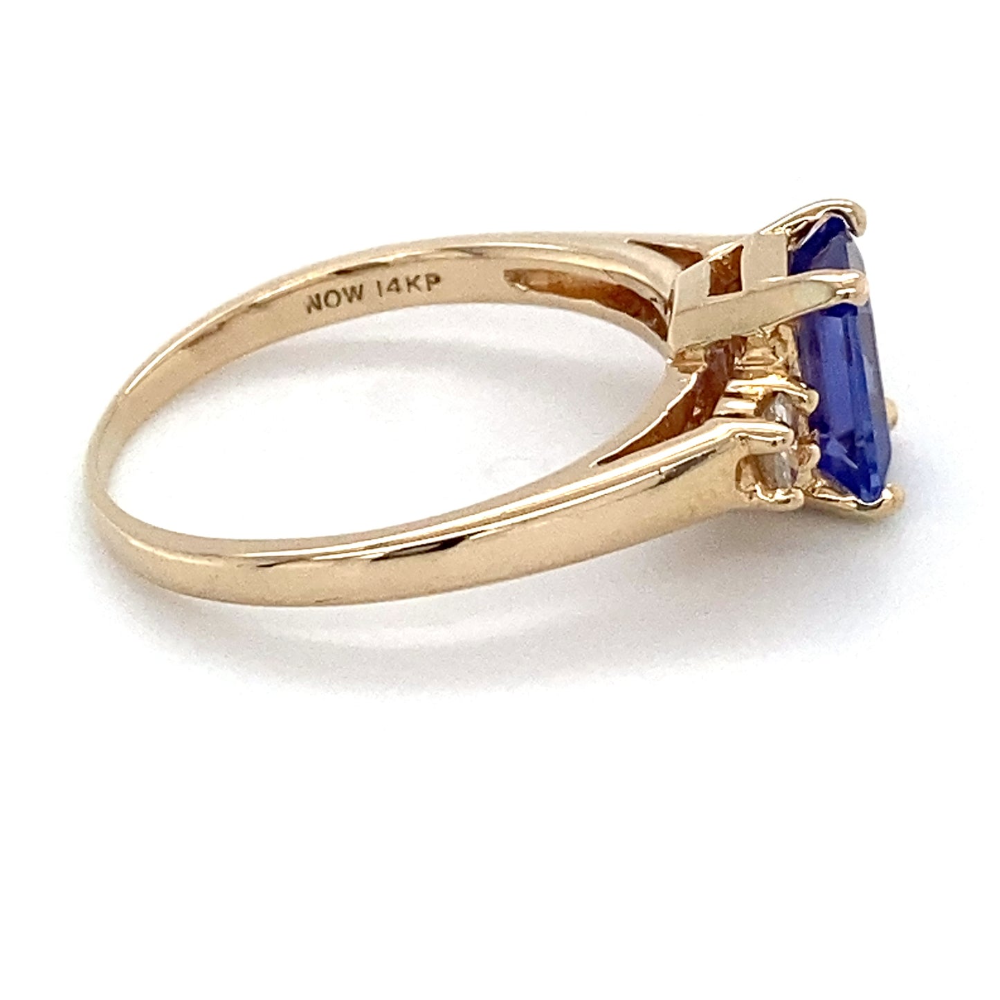 14K Yellow Gold Amethyst & Diamond Ring; 2.1DWT; Size 7