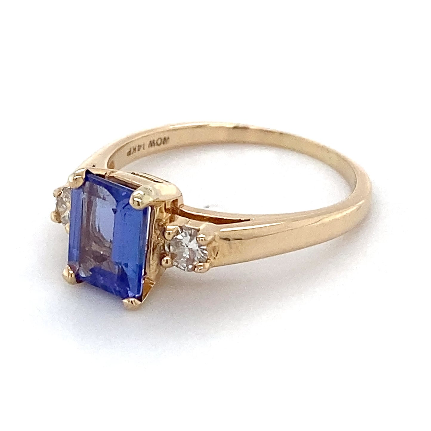 14K Yellow Gold Amethyst & Diamond Ring; 2.1DWT; Size 7